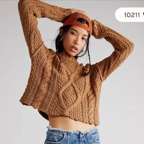 Free People Cutting Edge Cable Pullover size small - Picture 4 of 4